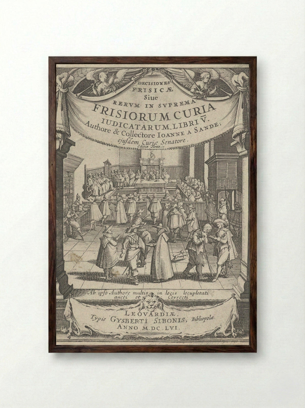 Frontispiece for Decisiones Frisicae - J. Hermans - Framed Print Dark Wood