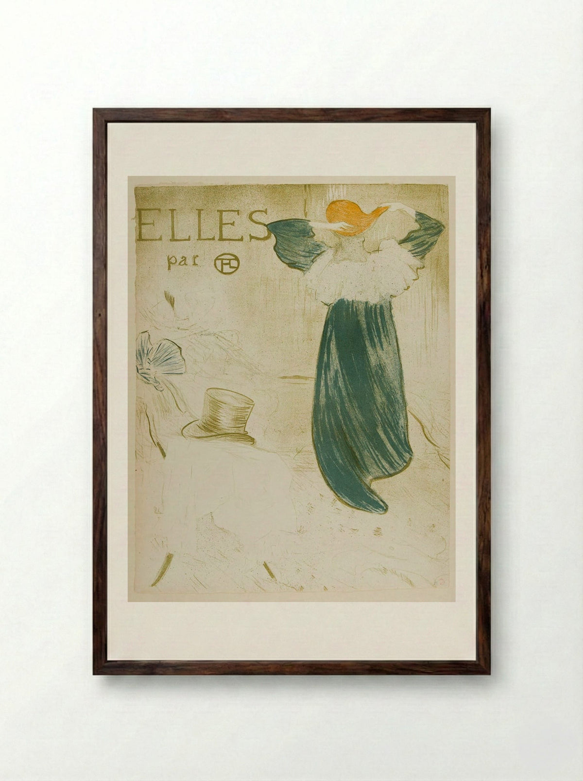 Frontispiece for Elles - Henri de Toulouse-Lautrec - Framed Print Dark Wood