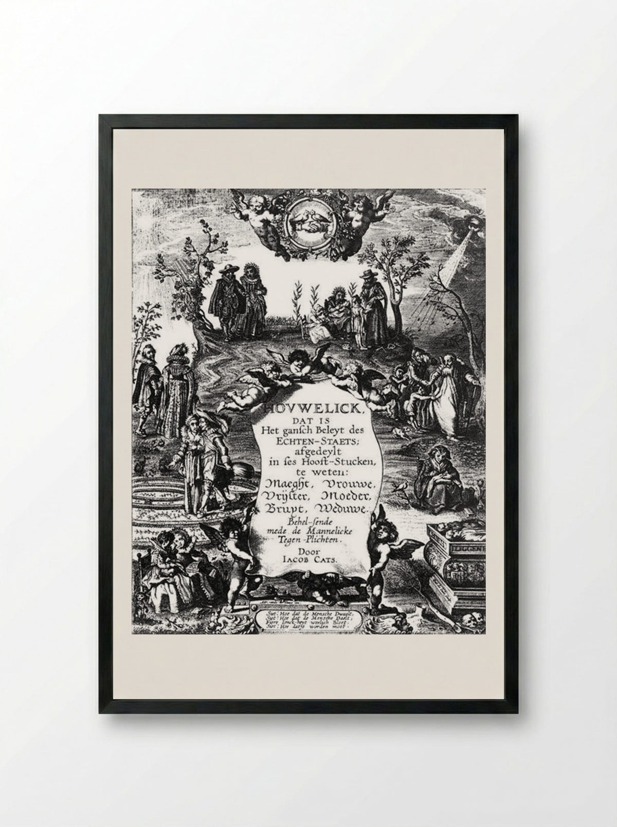 Frontispiece for Hovwelyck - Adriaen van de Venne - Framed Print Black