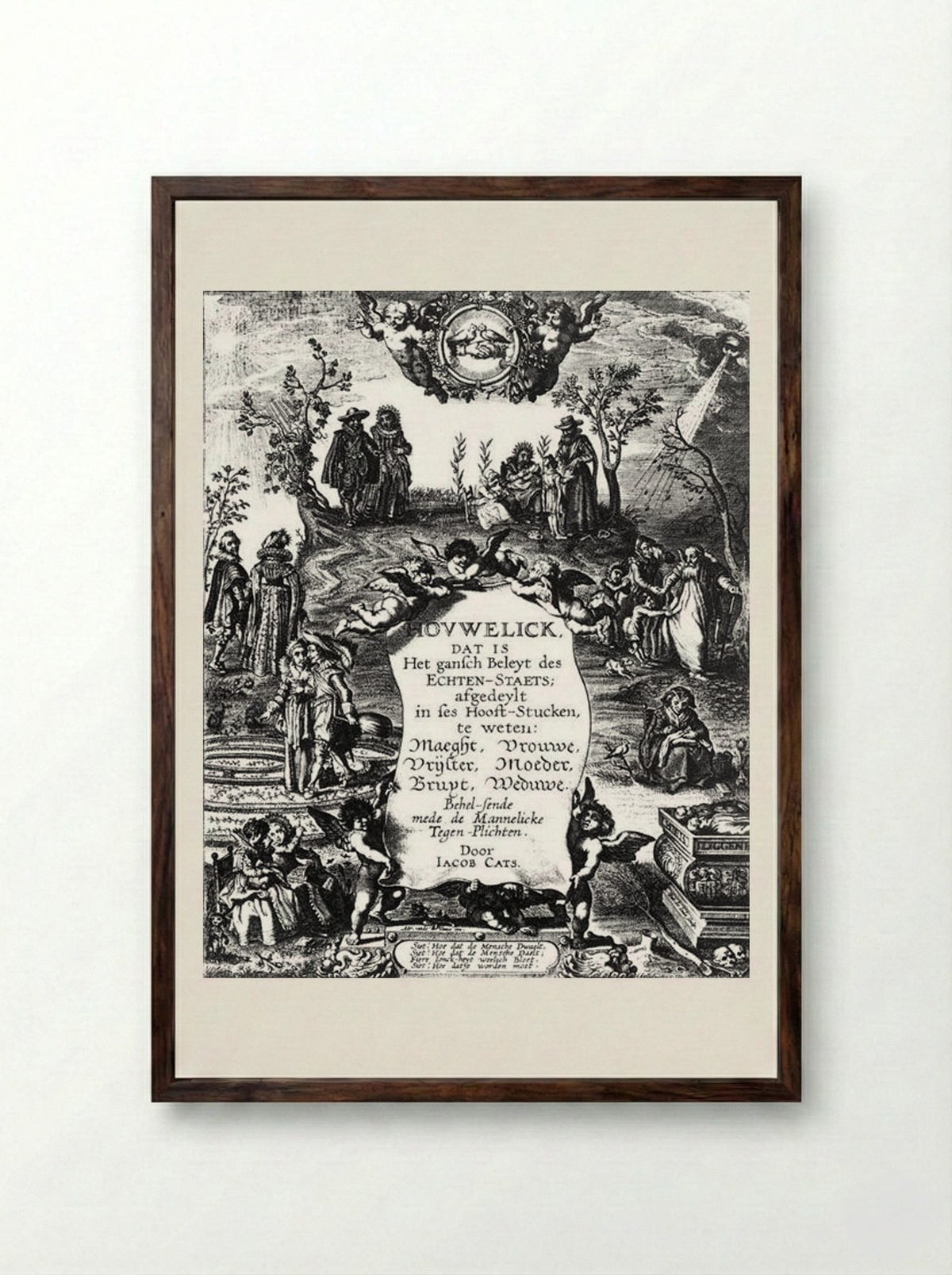 Frontispiece for Hovwelyck - Adriaen van de Venne - Framed Print Dark Wood