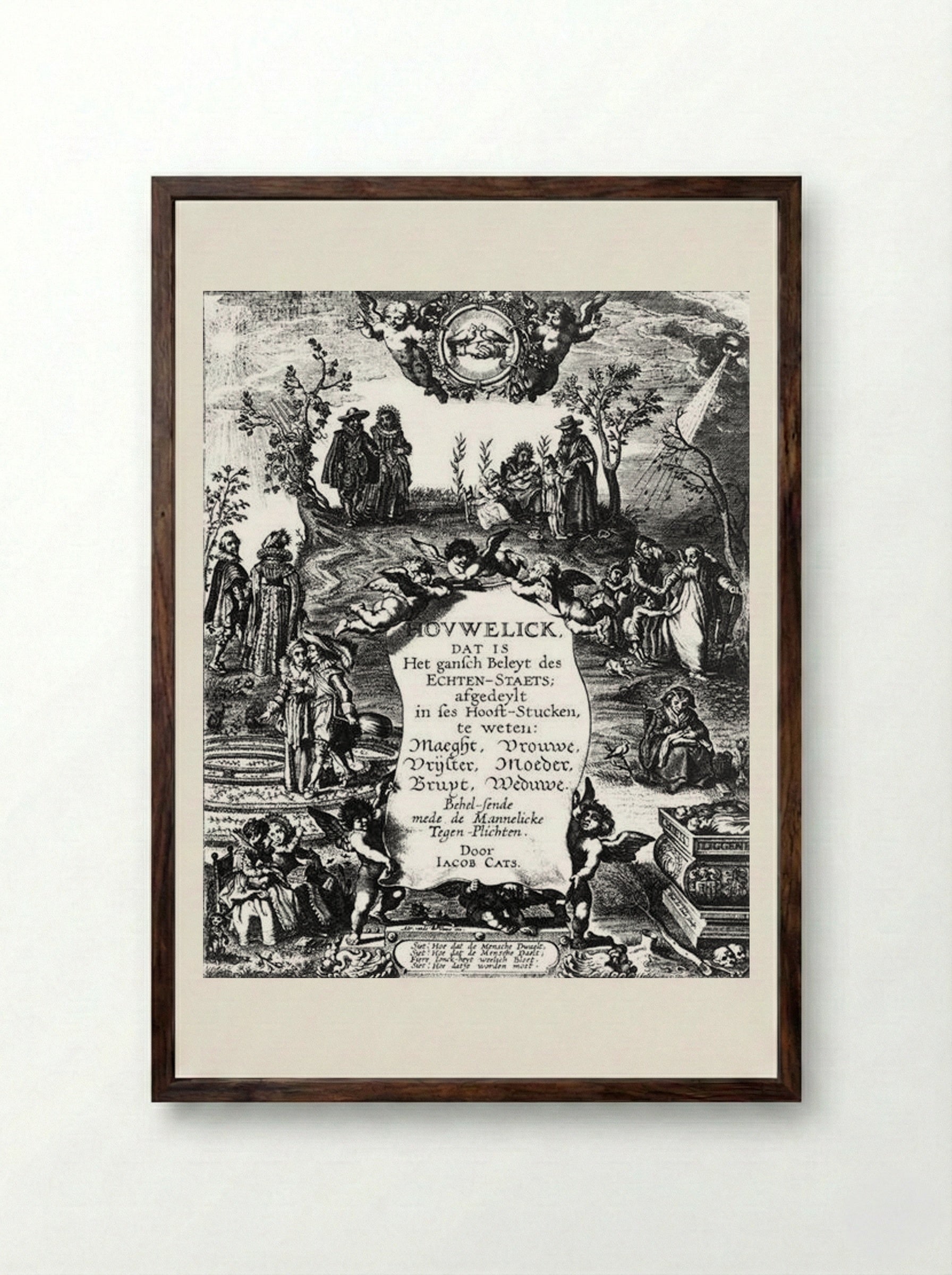Frontispiece for Hovwelyck - Adriaen van de Venne - Framed Print Dark Wood