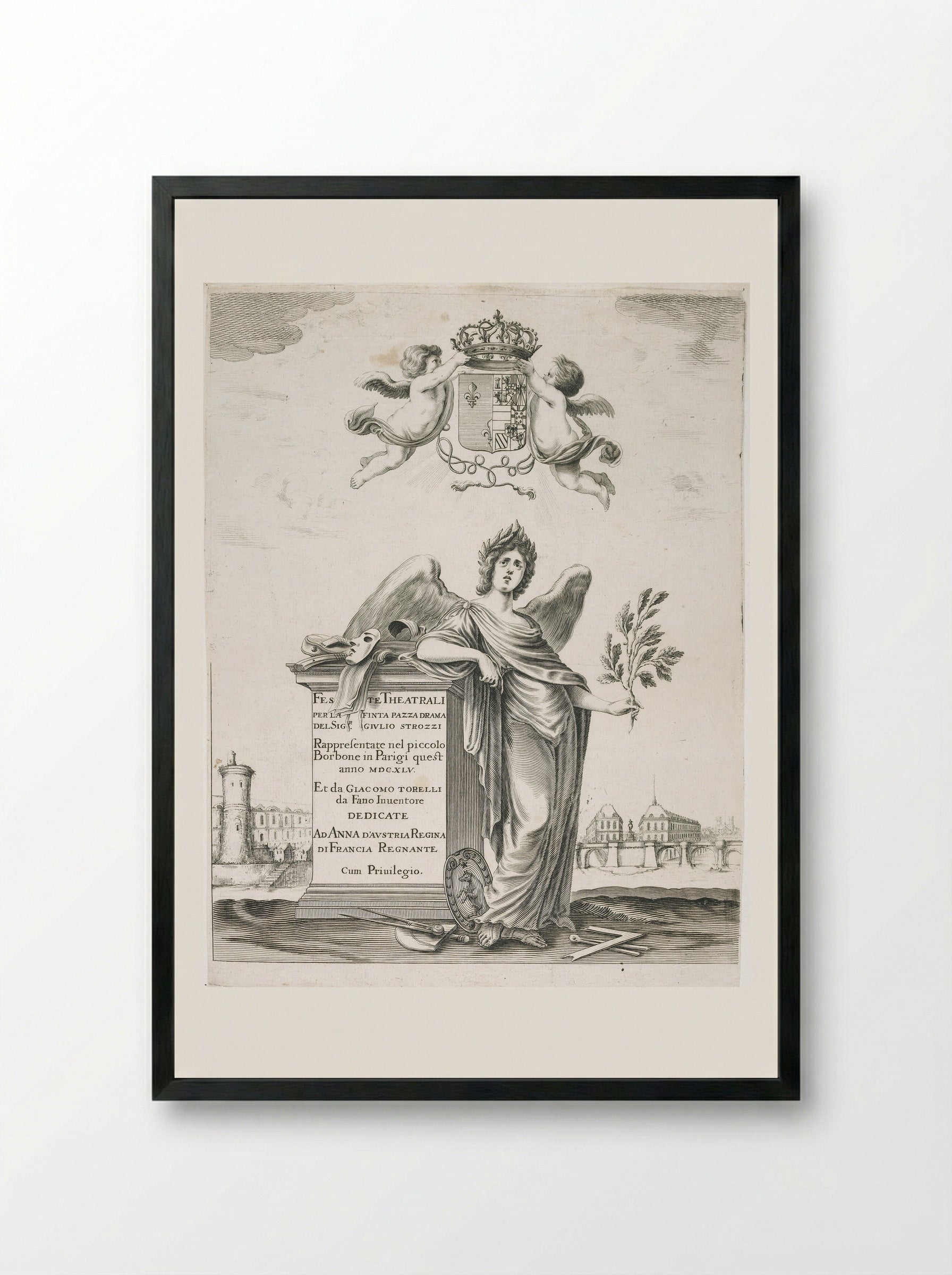 Frontispiece for La finta pazza - Stefano Della Bella - Framed Print Black