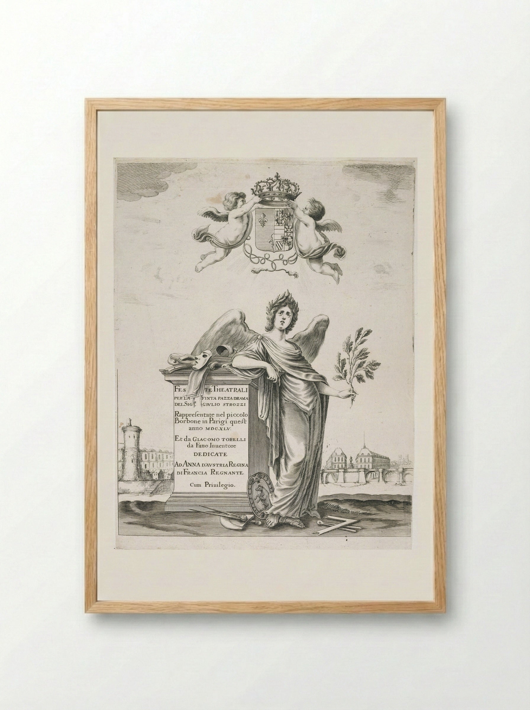 Frontispiece for La finta pazza - Stefano Della Bella - Framed Print Wood