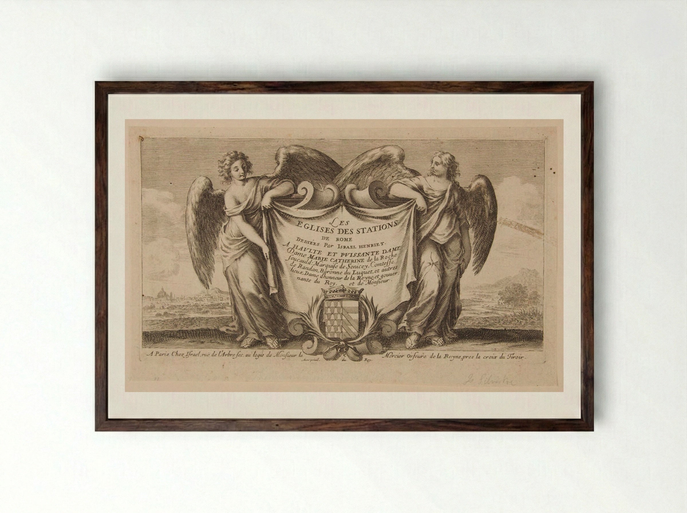 Frontispiece for Les Églises des Stations de Rome - Israël Silvestre - Framed Print Dark Wood