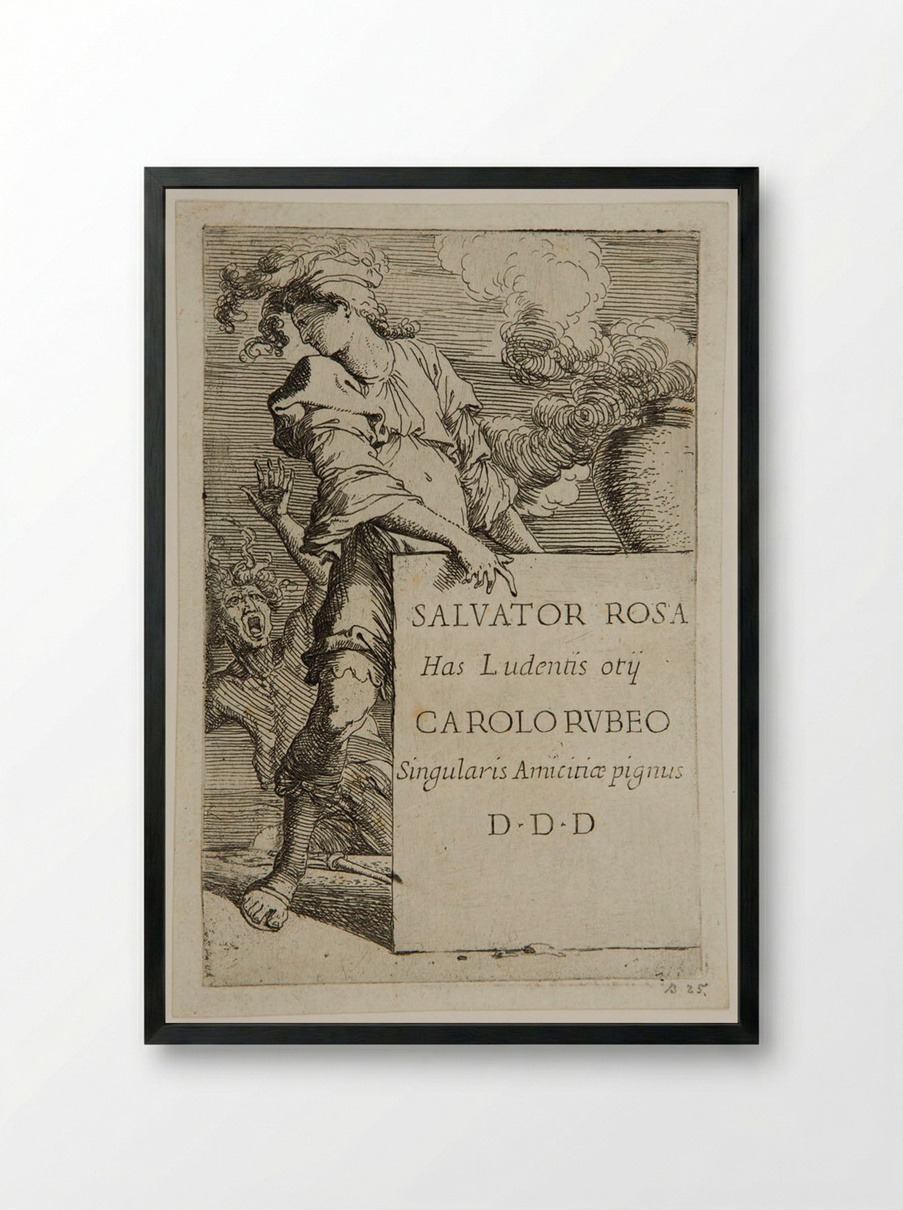 Frontispiece of the Figurine - Salvator Rosa - Framed Print Black