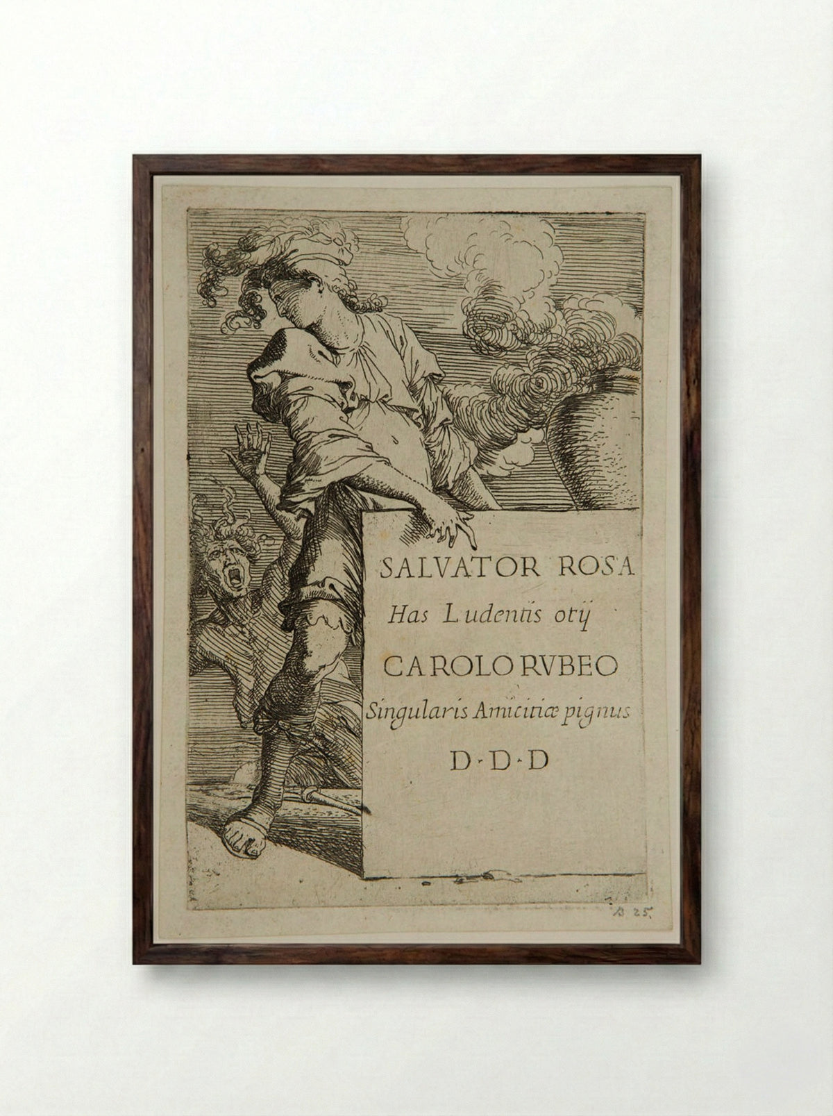 Frontispiece of the Figurine - Salvator Rosa - Framed Print Dark Wood