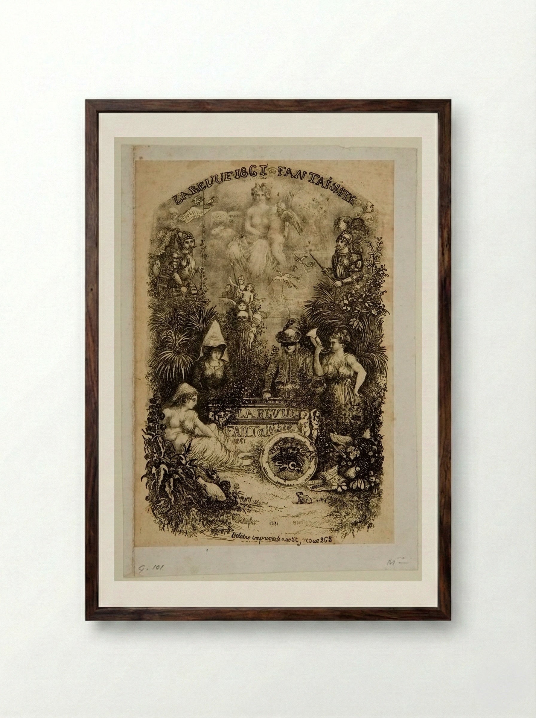 Frontispiece to La Revue Fantaisiste - Rodolphe Bresdin - Framed Print Dark Wood
