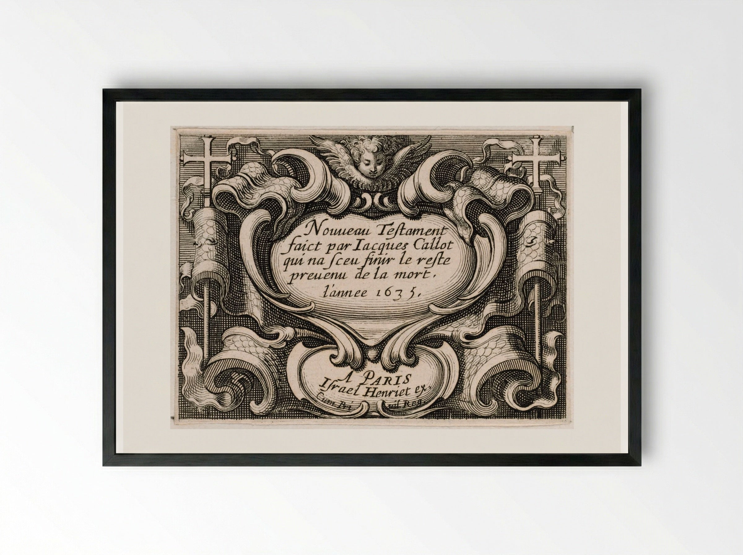 Frontispiece to New Testament series of Callot - Abraham Bosse - Framed Print Black