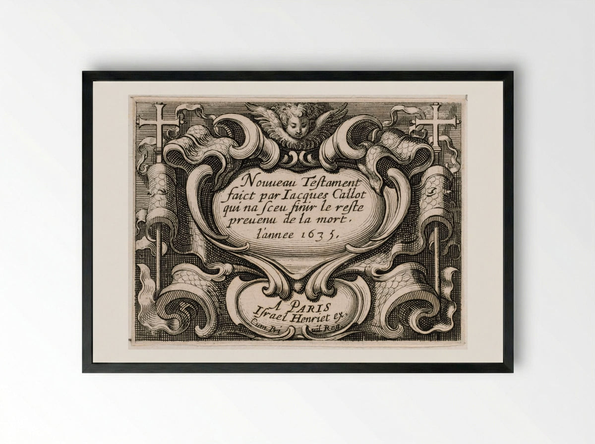 Frontispiece to New Testament series of Callot - Abraham Bosse - Framed Print Black