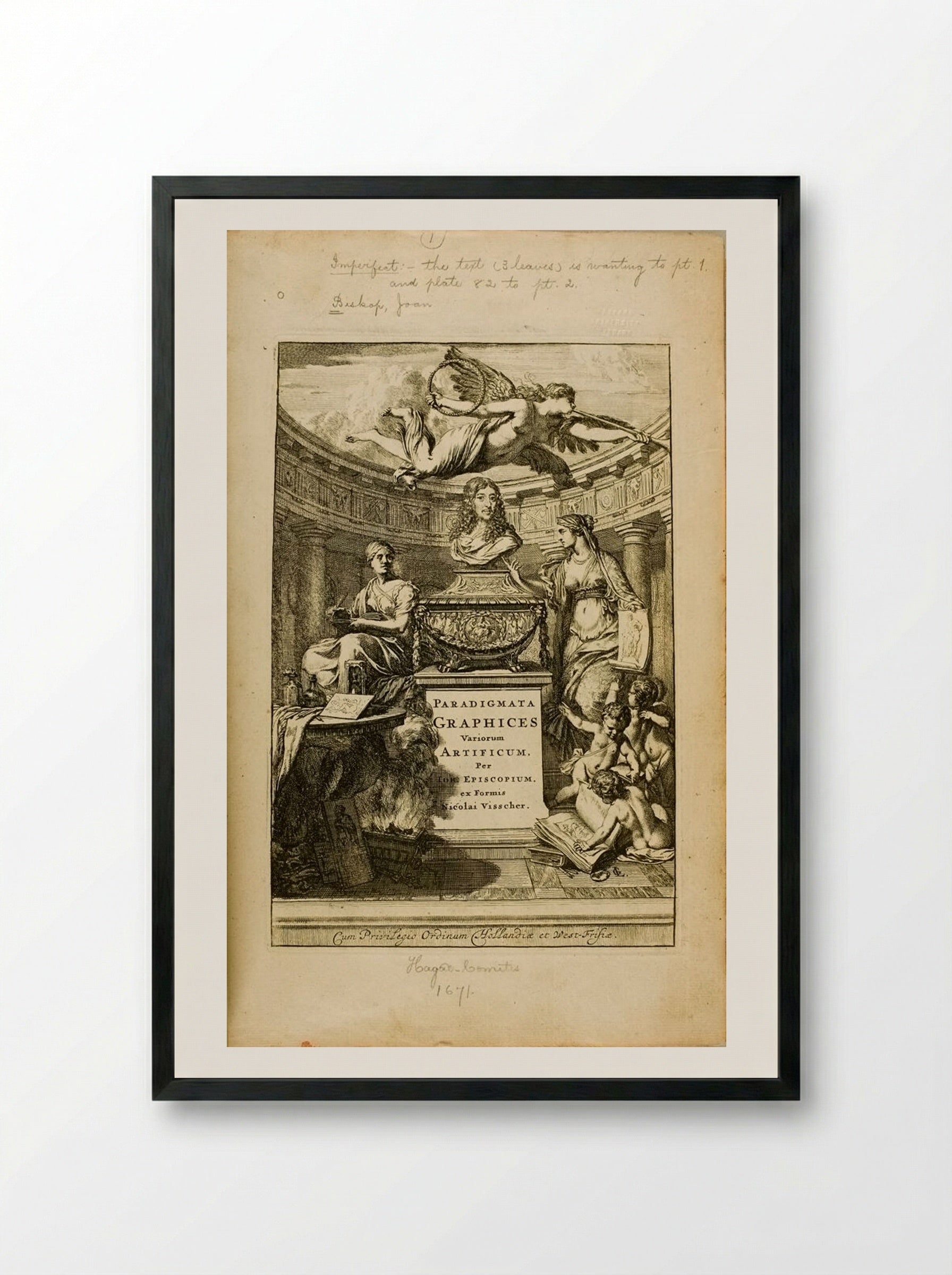 Frontispiece to Paradigmata graphices variorum artificum - Jan de Bisschop - Framed Print Black