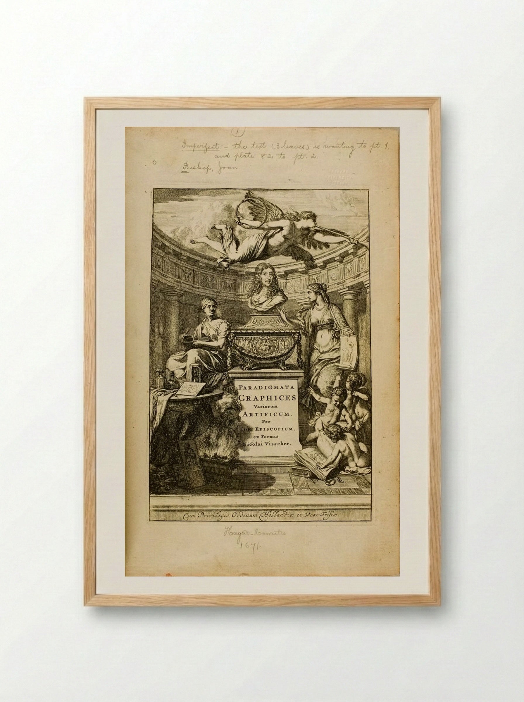 Frontispiece to Paradigmata graphices variorum artificum - Jan de Bisschop - Framed Print Wood