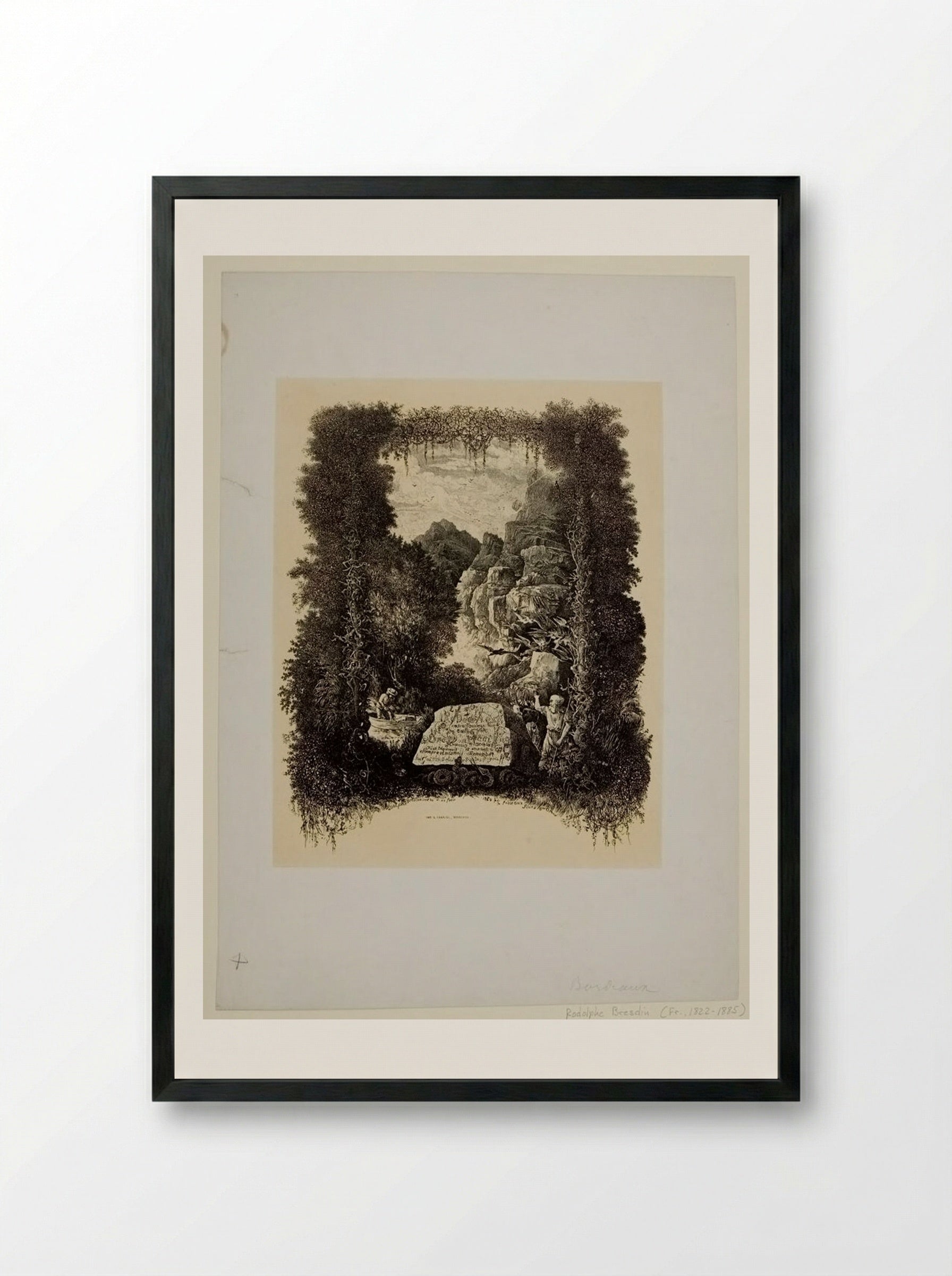 Frontispiece to a Book of Fables (First Version) - Rodolphe Bresdin - Framed Print Black
