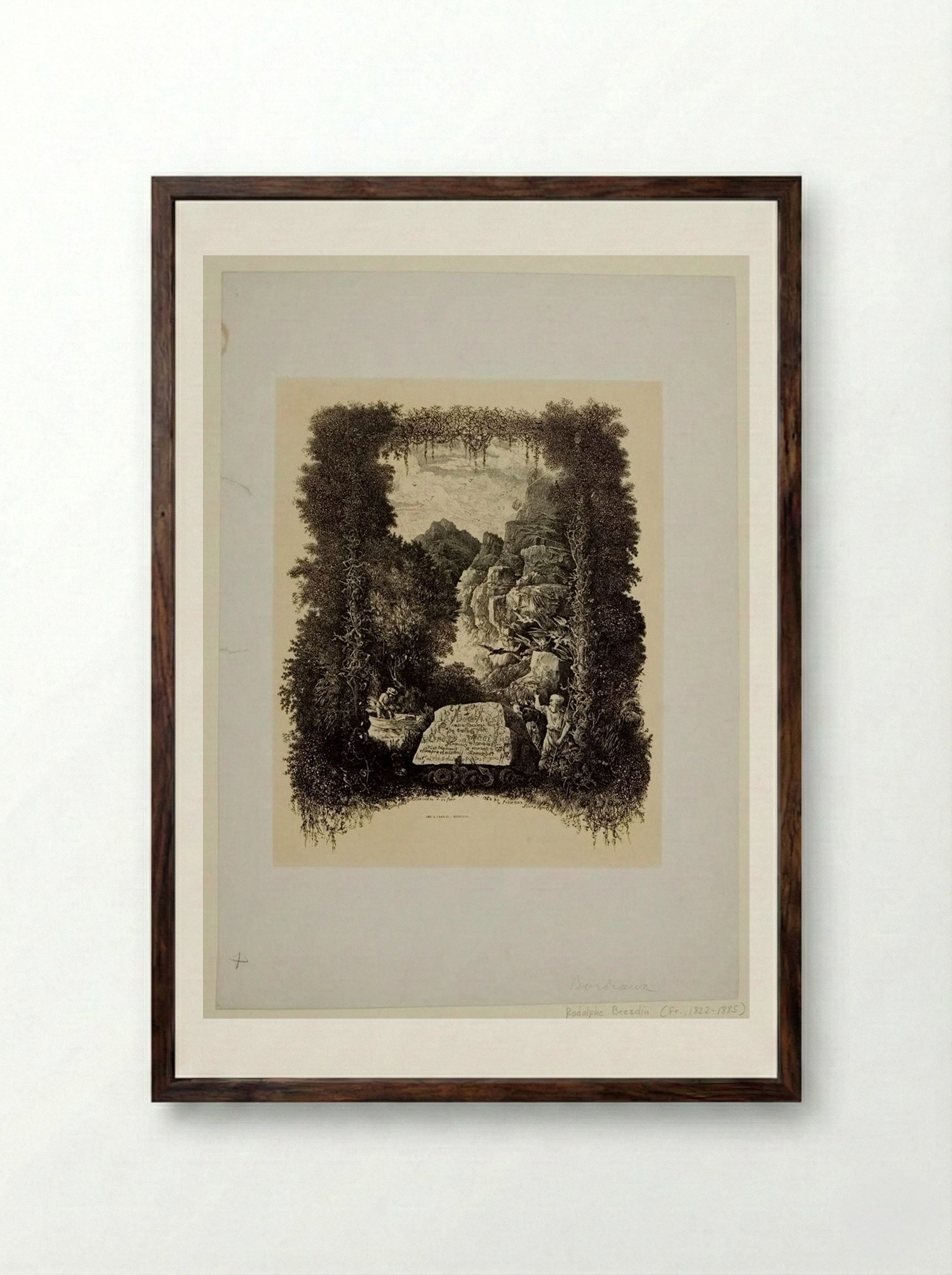 Frontispiece to a Book of Fables (First Version) - Rodolphe Bresdin - Framed Print Dark Wood