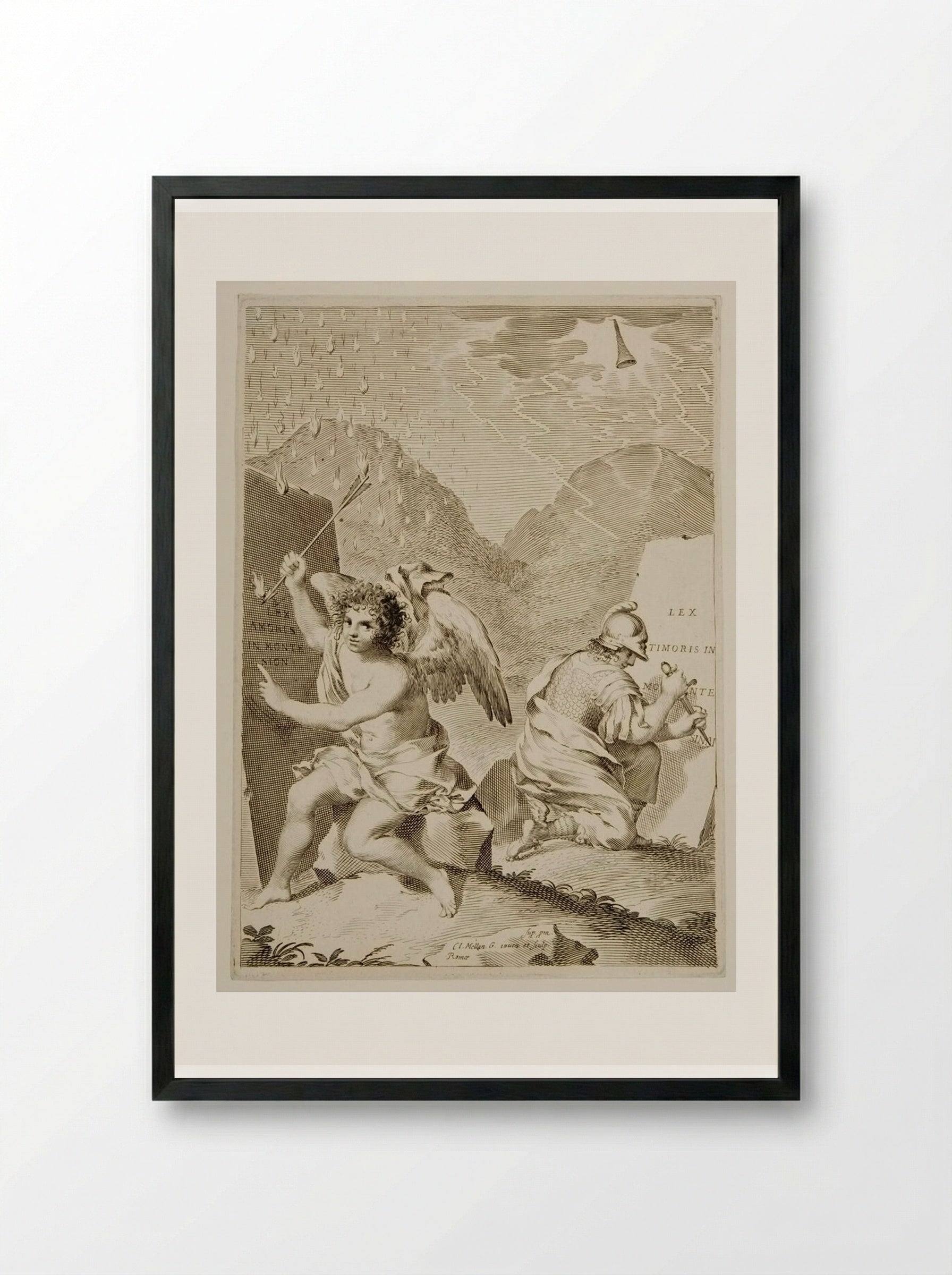 Frontispiece: The Sacred Pentecost Sermon - Claude Mellan - Framed Print Black