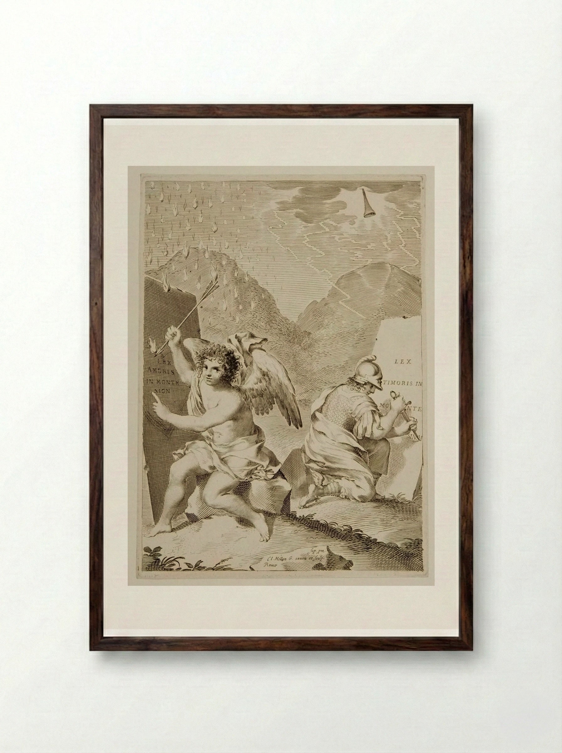 Frontispiece: The Sacred Pentecost Sermon - Claude Mellan - Framed Print Dark Wood