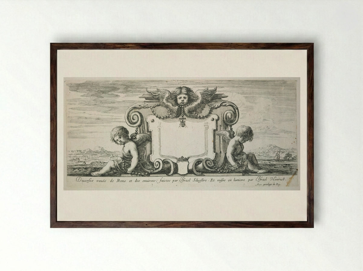 Frontispiece: Various Views of Rome and Its Surroundings - Israël Silvestre - Framed Print Dark Wood
