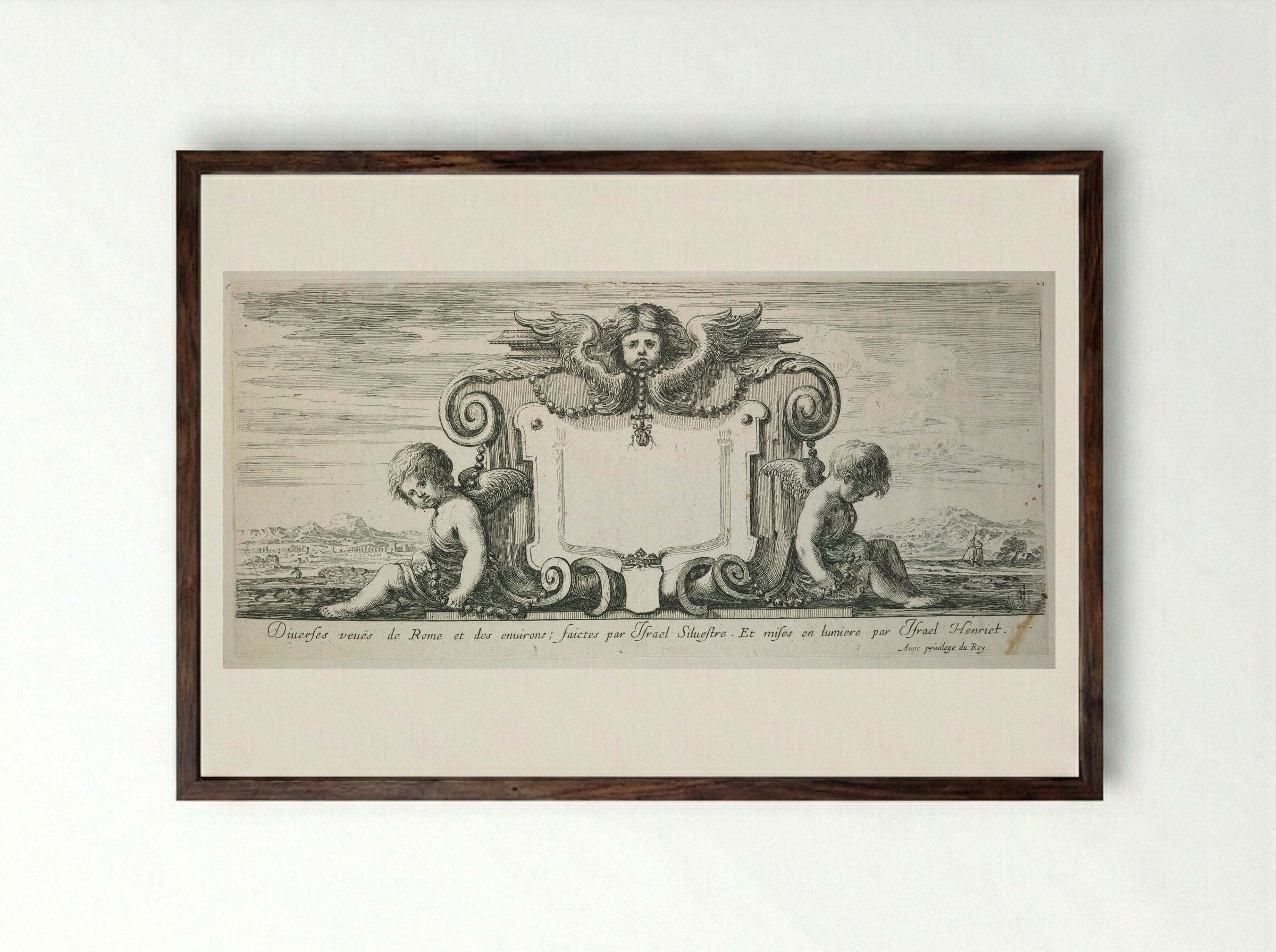 Frontispiece: Various Views of Rome and Its Surroundings - Israël Silvestre - Framed Print Dark Wood