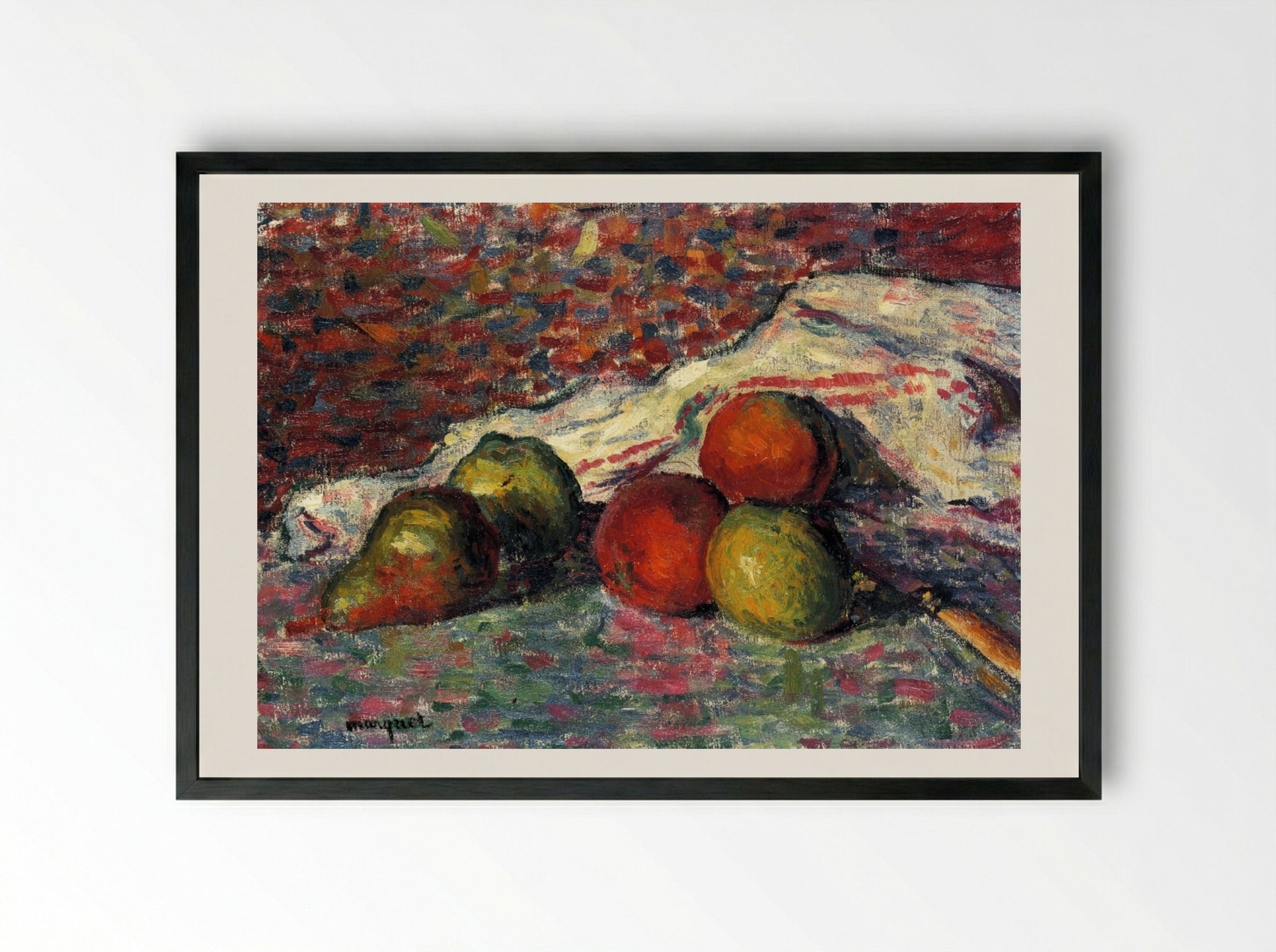 Fruit, Knife and Napkin - Albert Marquet - Framed Print Black