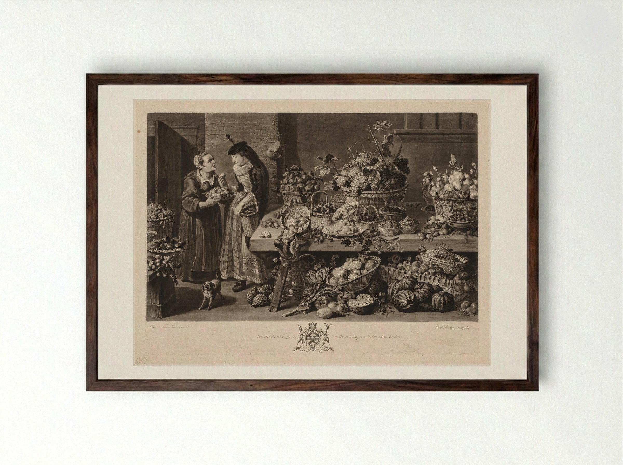 Fruit Market - Richard Earlom - Framed Print Dark Wood