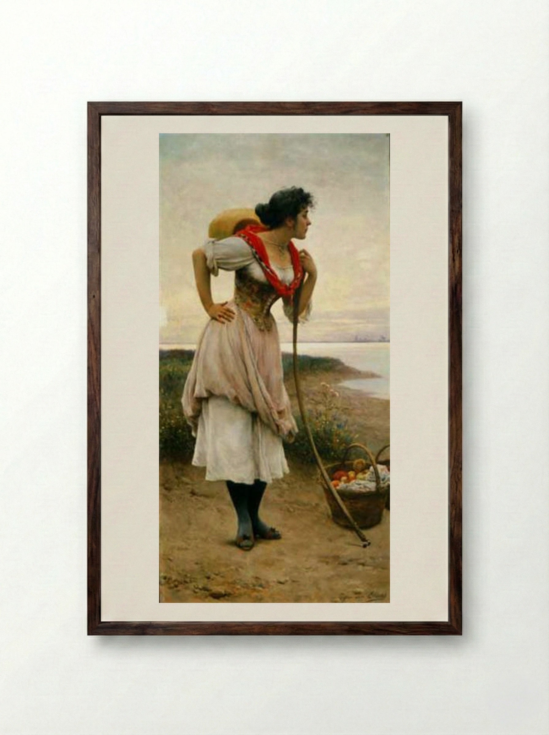 Fruit Vendor - Eugene de Blaas - Framed Print Dark Wood