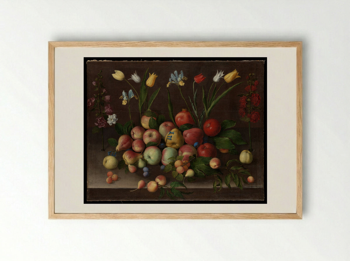 Fruit and Flowers - Orsola Maddalena Caccia - Framed Print Wood