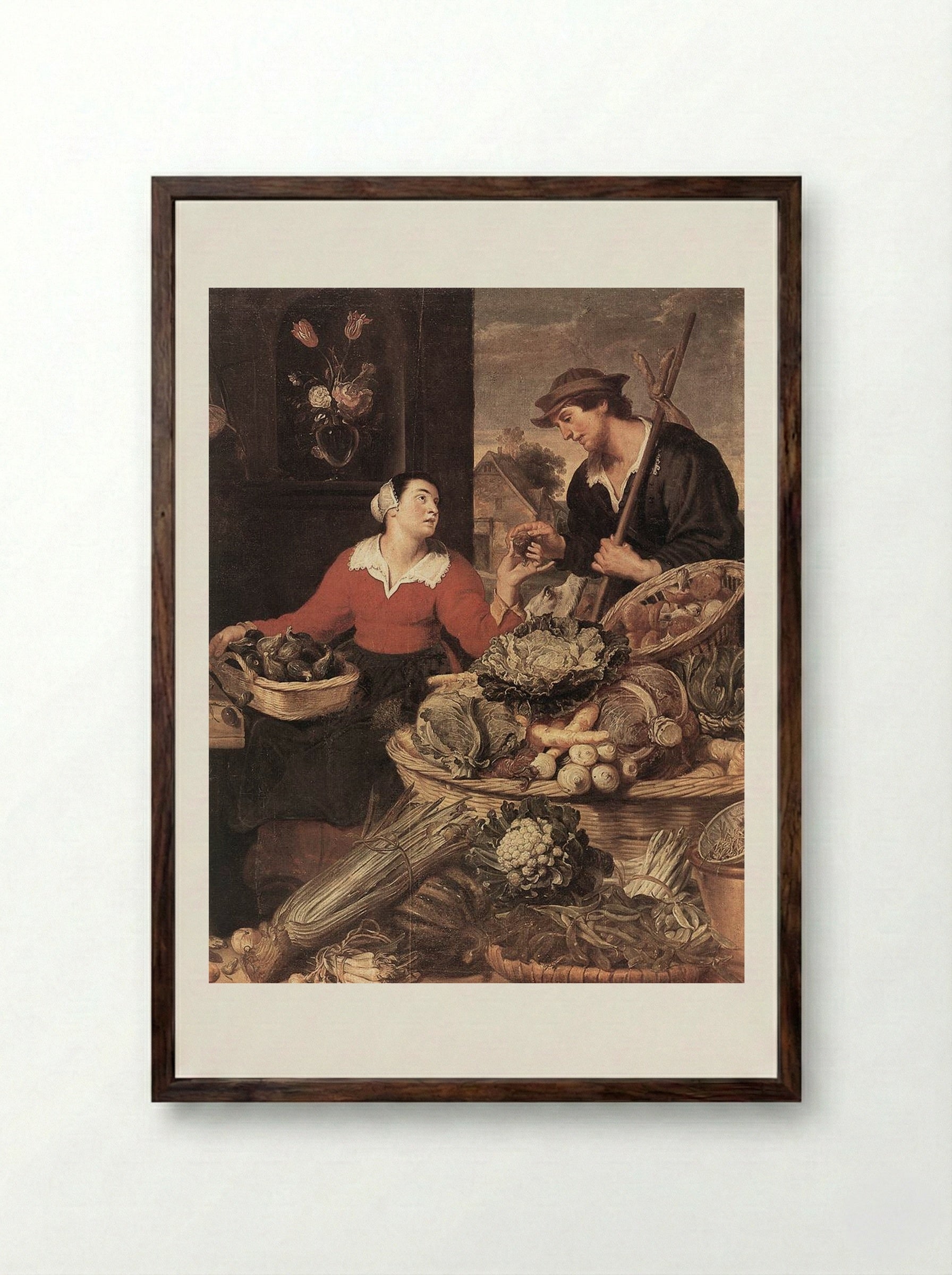 Fruit and Vegetable Market - Frans Snyders - Framed Print Dark Wood