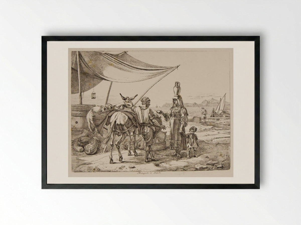 Fruit-dealer of Naples - Johann Adam Klein - Framed Print Black