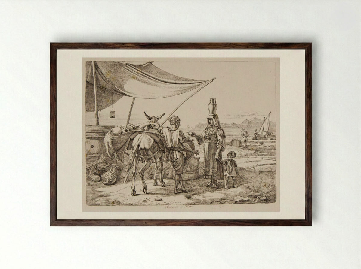 Fruit-dealer of Naples - Johann Adam Klein - Framed Print Dark Wood