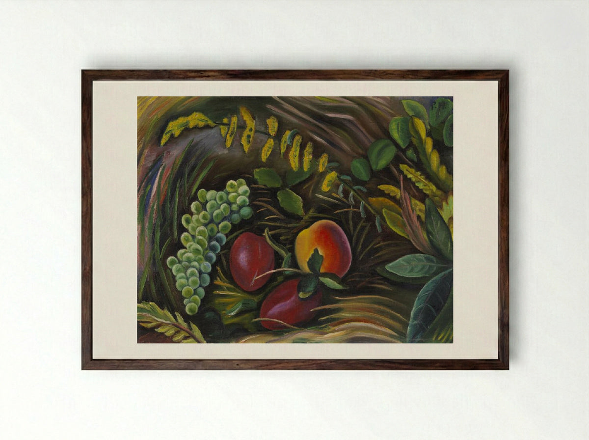 Fruit in the Grass - Prudence Heward - Framed Print Dark Wood