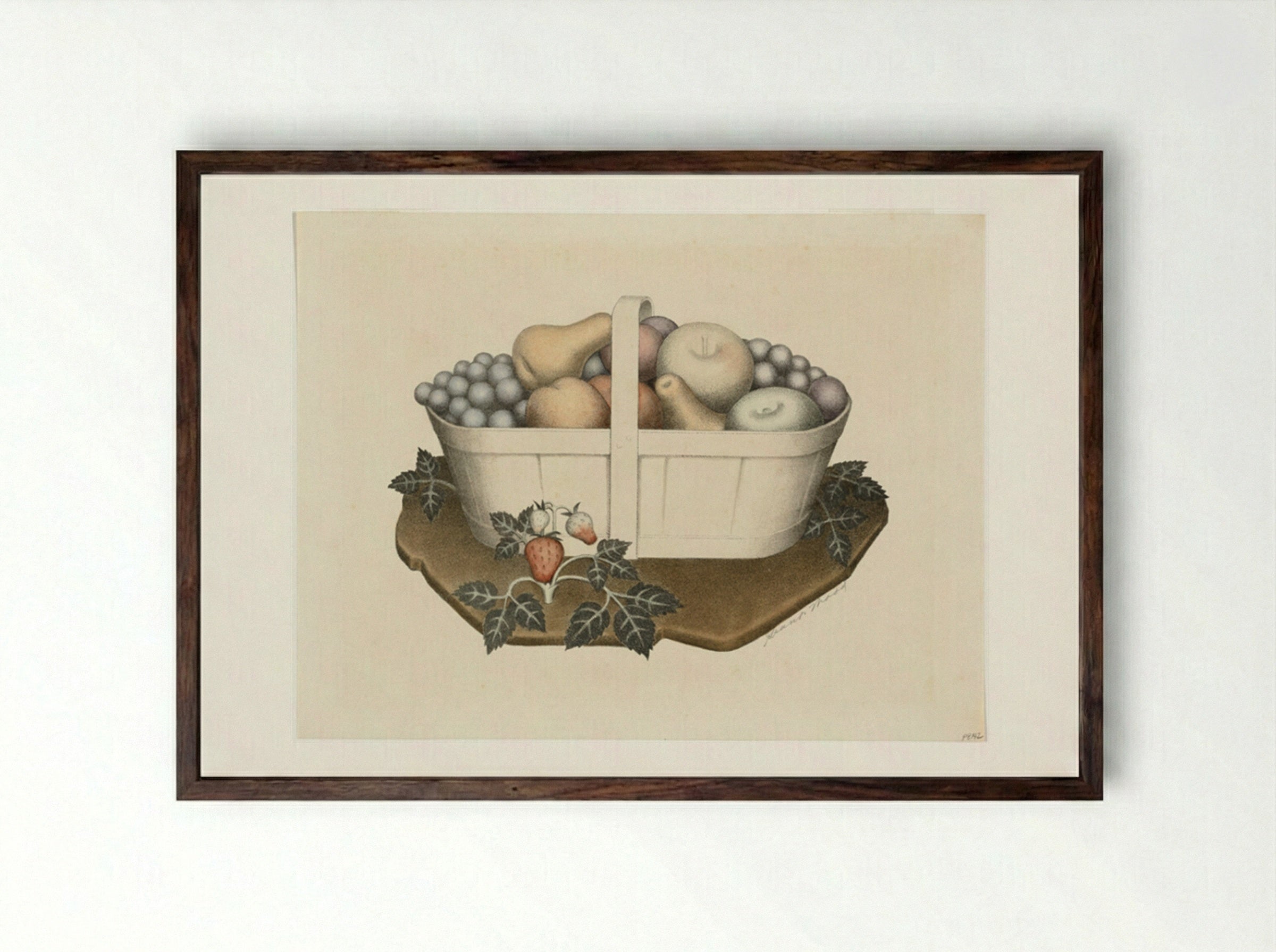 Fruit - Grant Wood - Framed Print Dark Wood