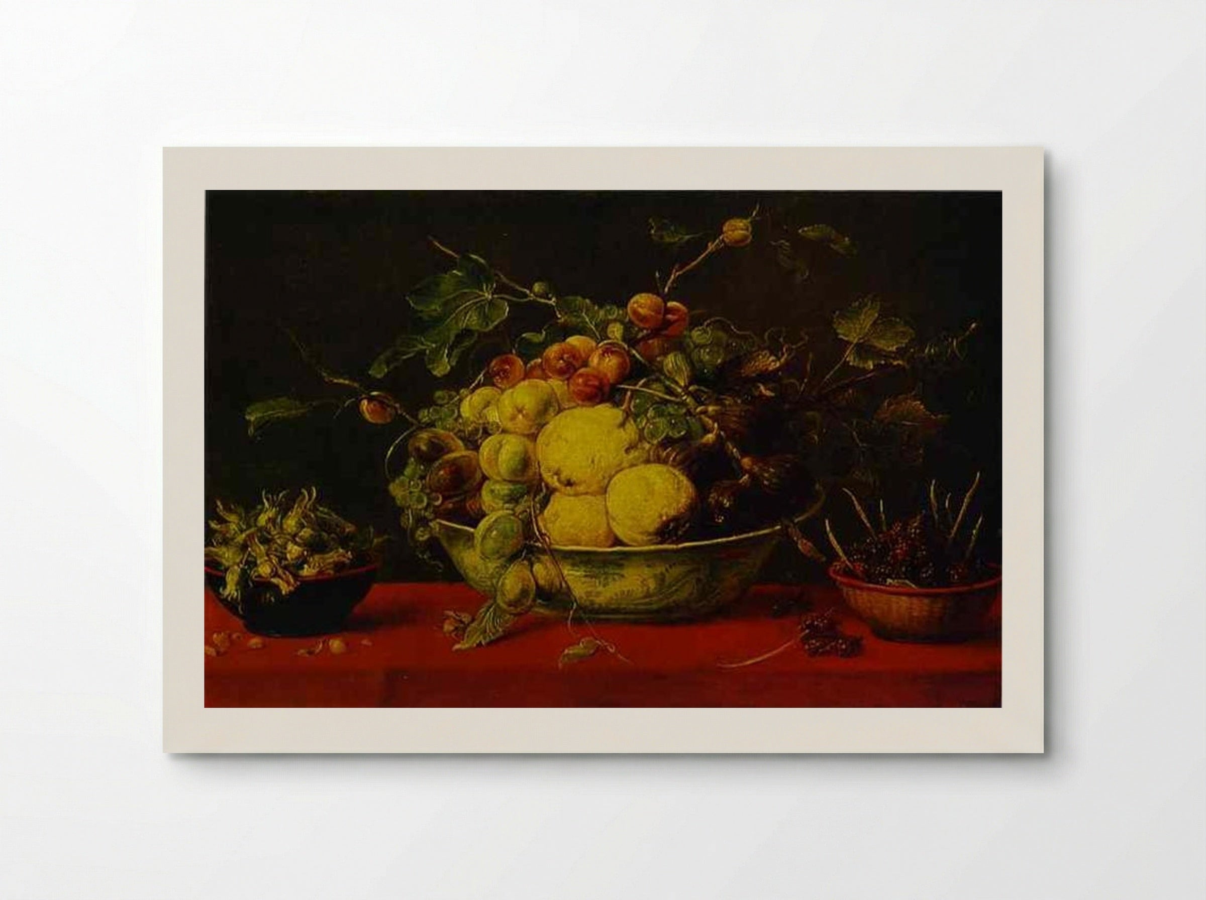 Fruits in a Bowl on a Red Tablecloth - Frans Snyders - Poster