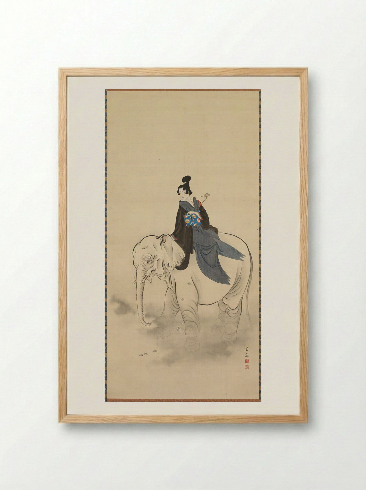 Fugen Bosatsu on an Elephant - Kitao Masayoshi - Framed Print Wood