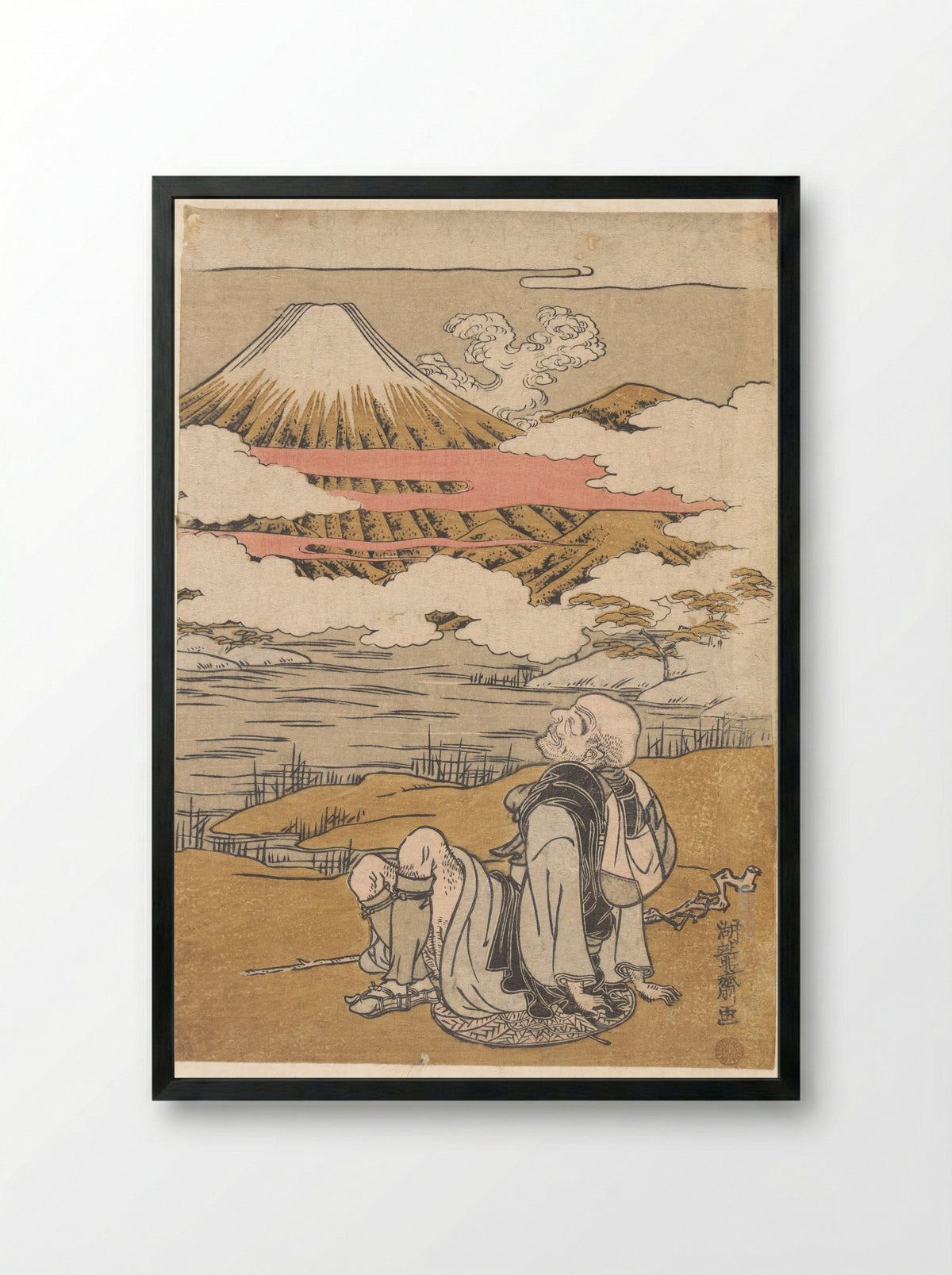 Fuji-mi Saigyo - Isoda Koryūsai - Framed Print Black