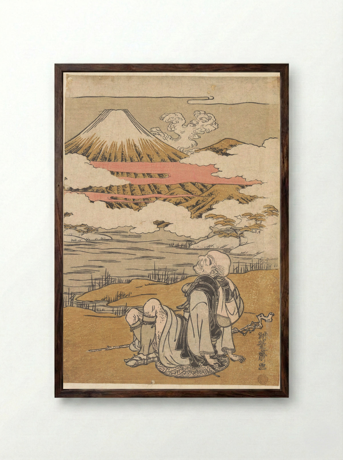 Fuji-mi Saigyo - Isoda Koryūsai - Framed Print Dark Wood