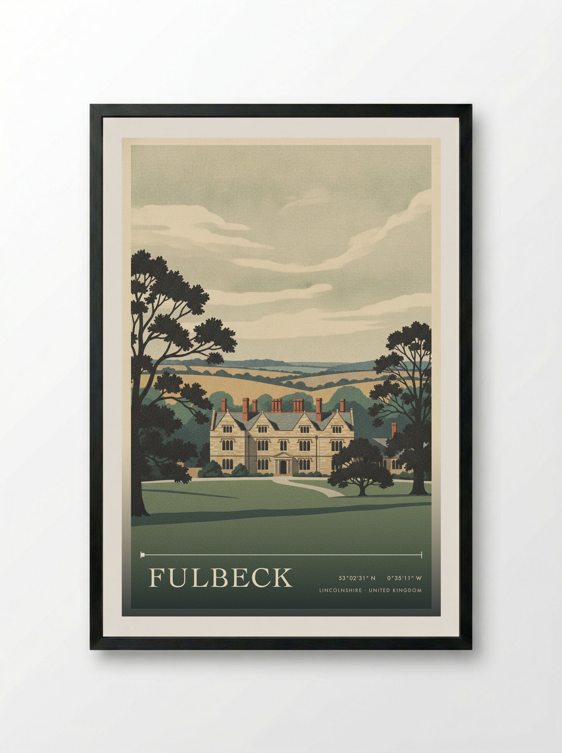 Fulbeck Lincolnshire United Kingdom Travel Poster - Framed Print Black