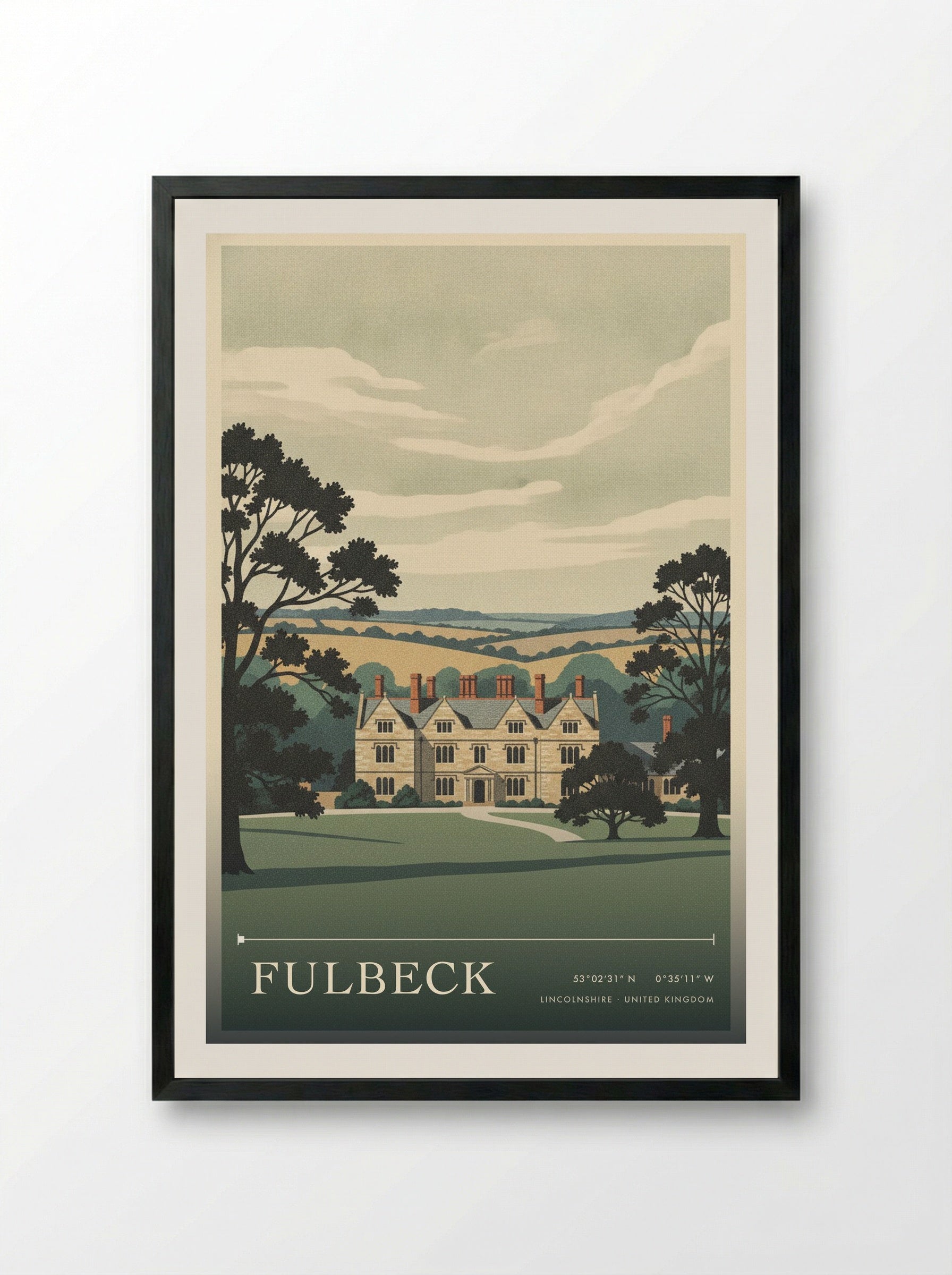 Fulbeck Lincolnshire United Kingdom Travel Poster - Framed Print Black