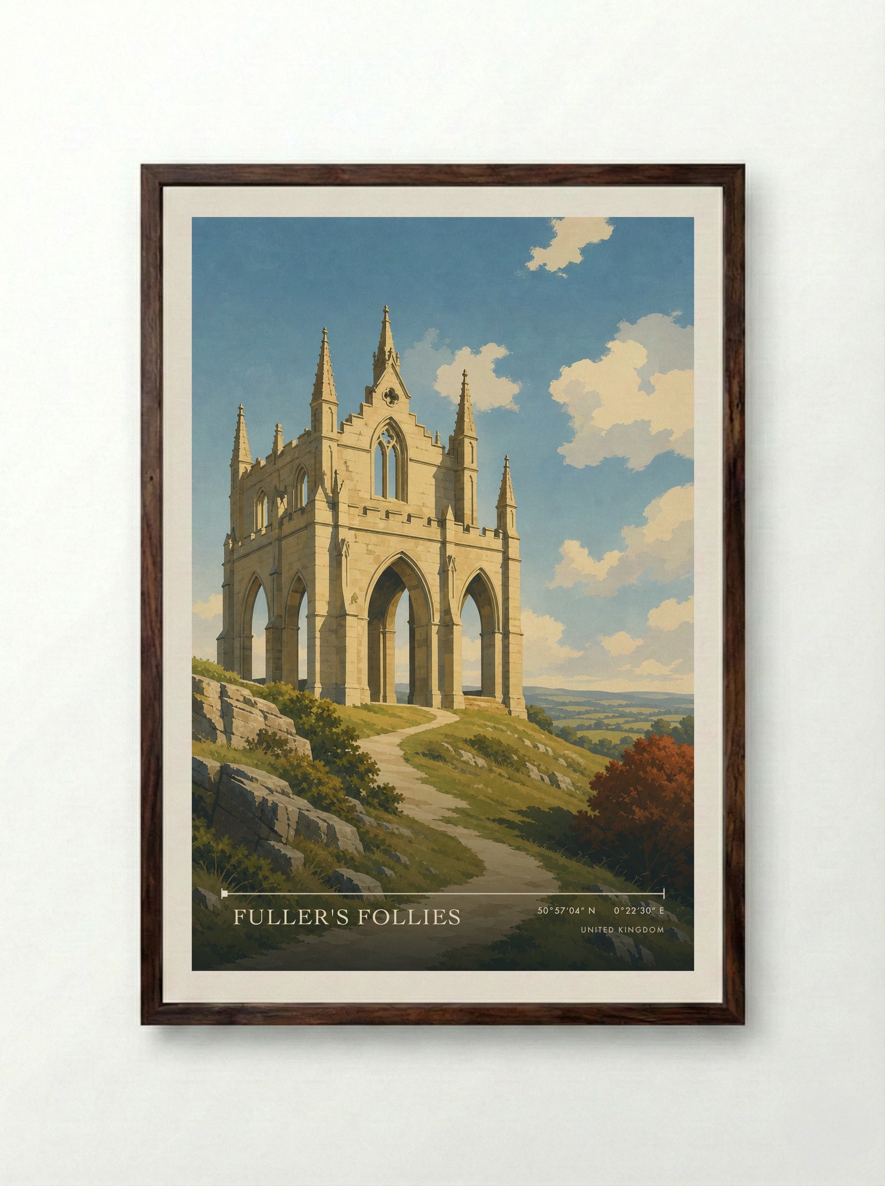 Fuller's Follies United Kingdom Travel Poster - Framed Print Dark Wood