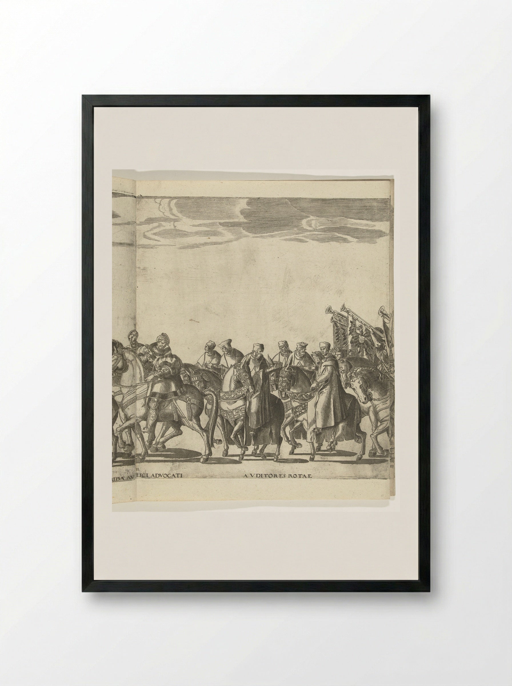 Functionarissen van het pauselijk hof te paard, plaat 11 - Nicolaas Hogenberg - Framed Print Black