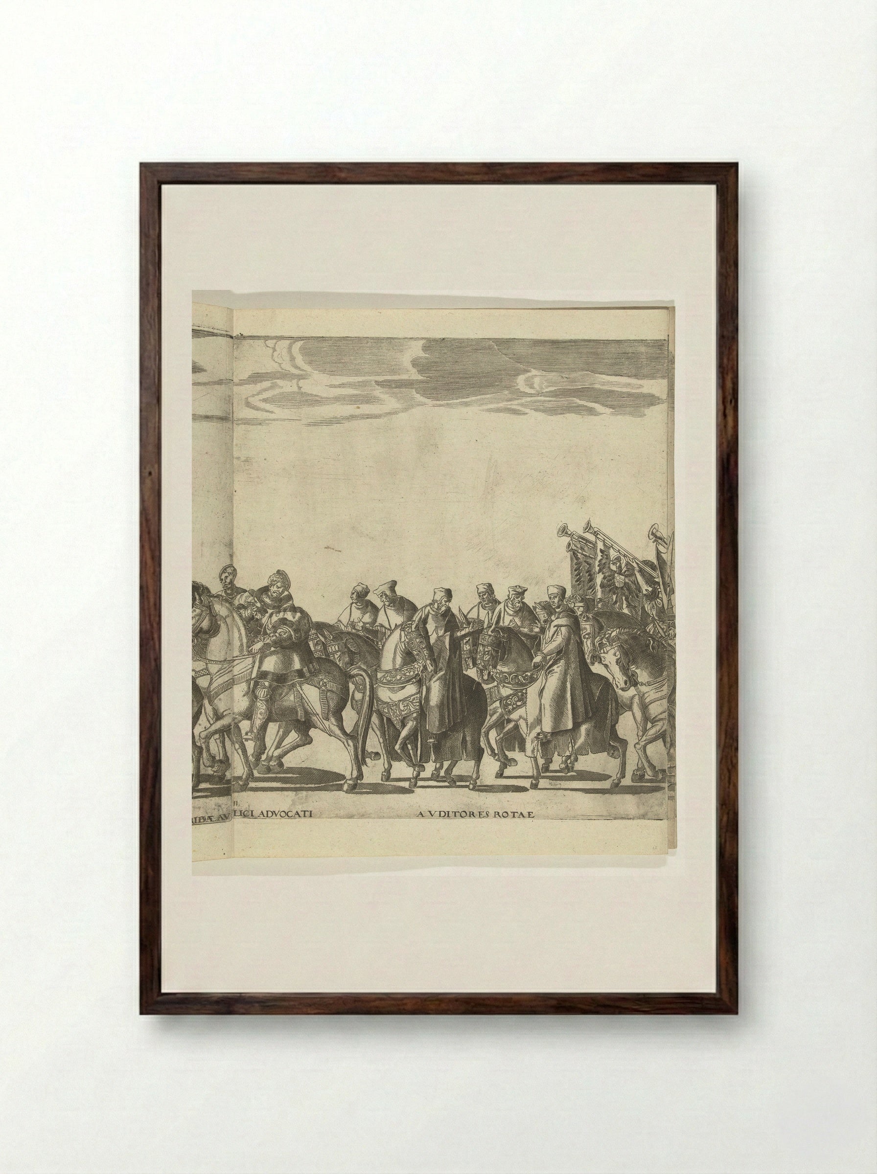 Functionarissen van het pauselijk hof te paard, plaat 11 - Nicolaas Hogenberg - Framed Print Dark Wood