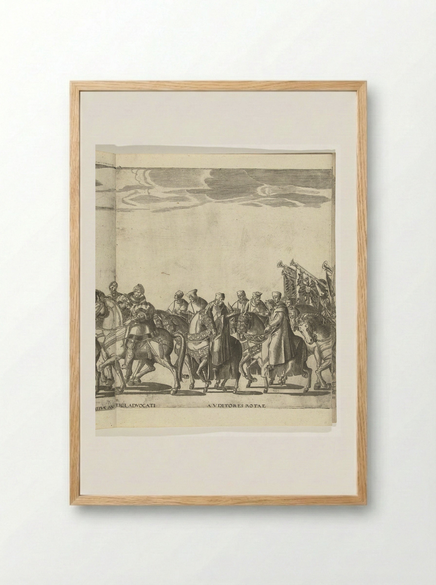 Functionarissen van het pauselijk hof te paard, plaat 11 - Nicolaas Hogenberg - Framed Print Wood