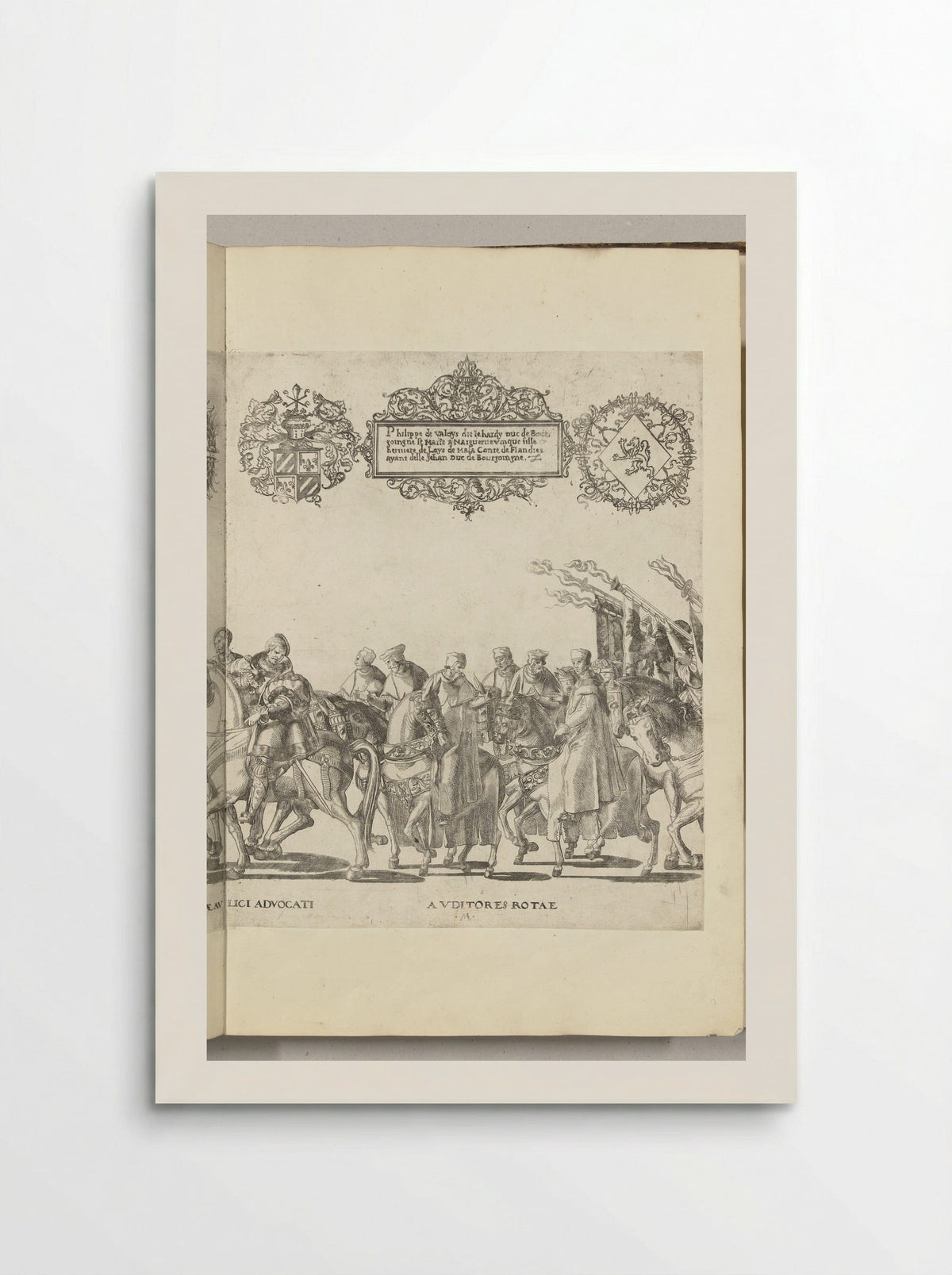 Functionarissen van het pauselijk hof te paard, plaat M - Nicolaas Hogenberg - Poster