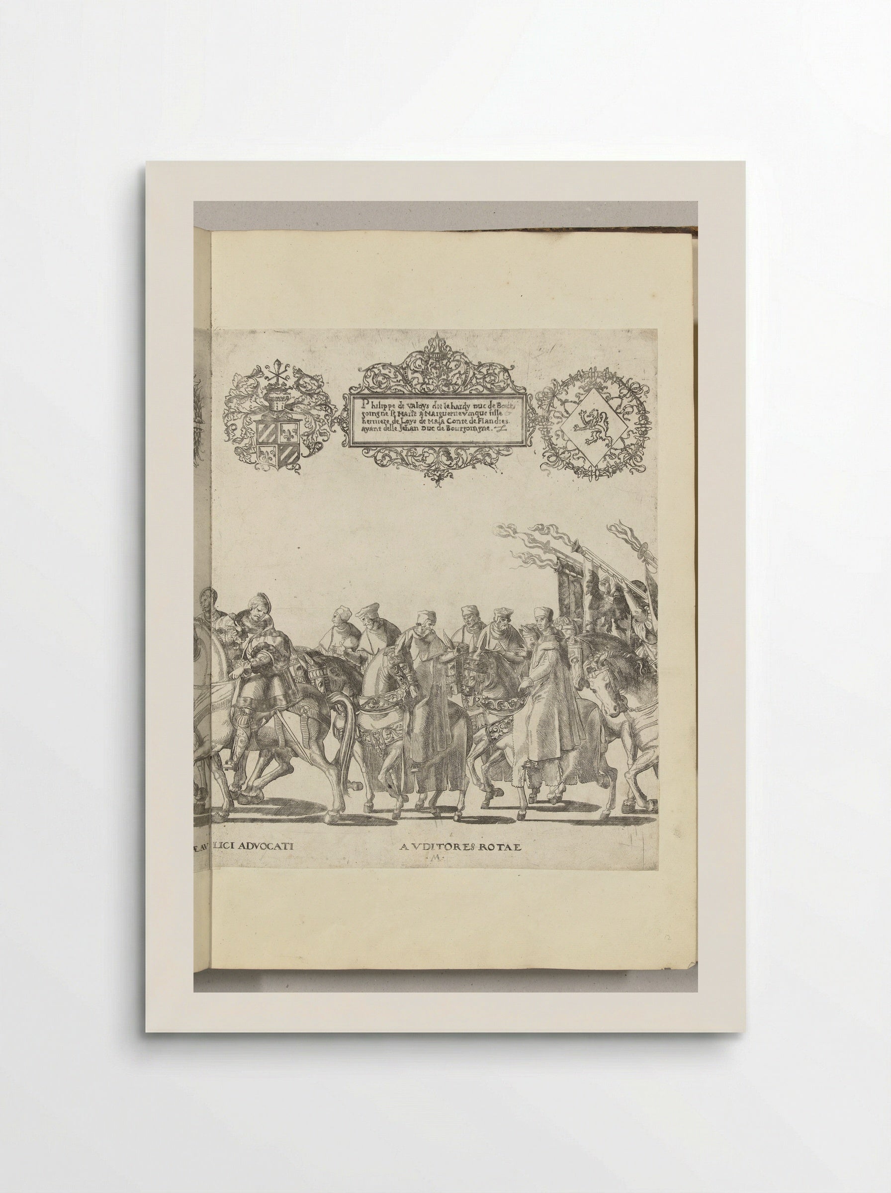 Functionarissen van het pauselijk hof te paard, plaat M - Nicolaas Hogenberg - Poster