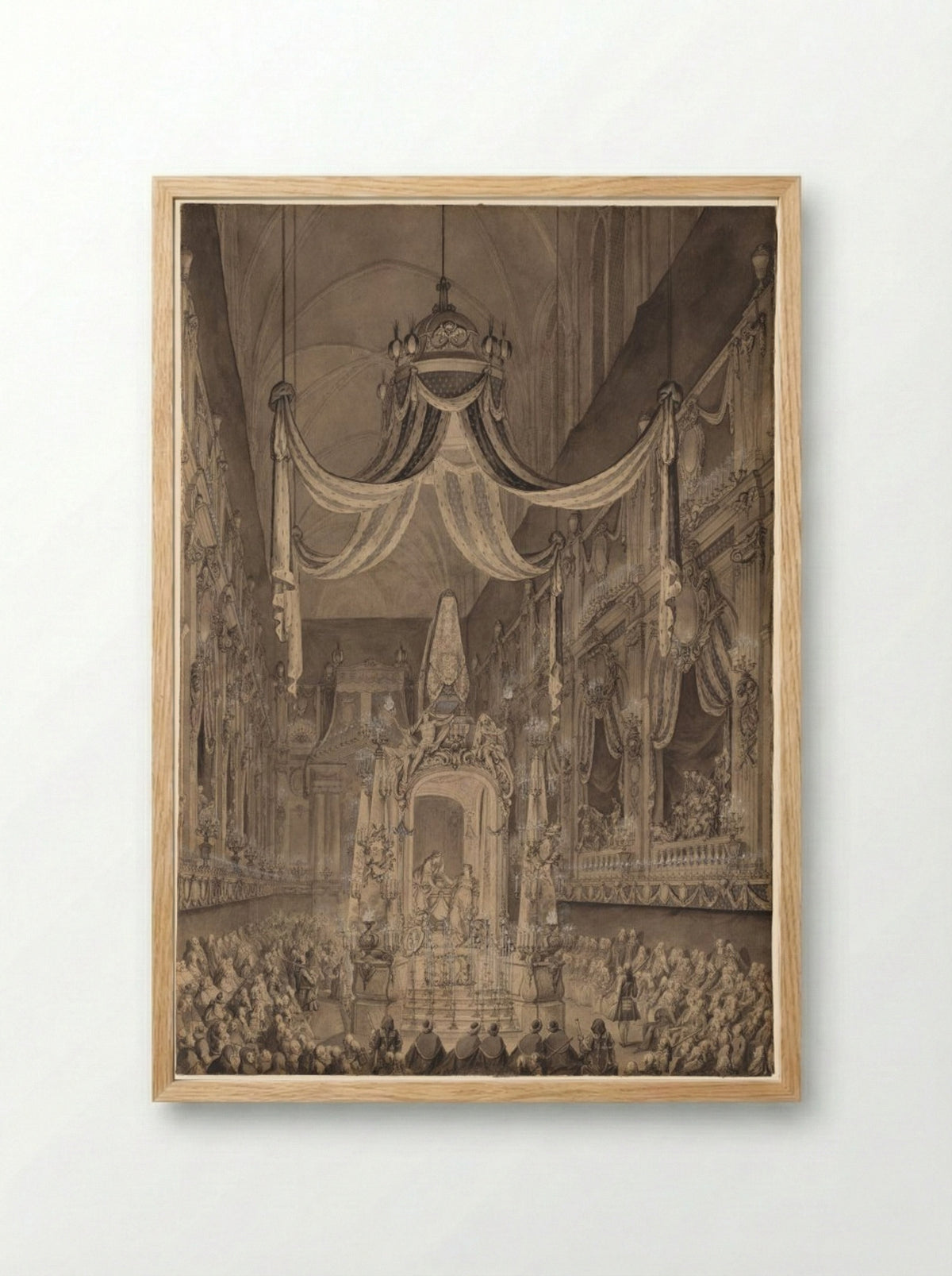 Funeral for Marie-Thérèse of Spain - Charles-Nicolas Cochin - Framed Print Wood