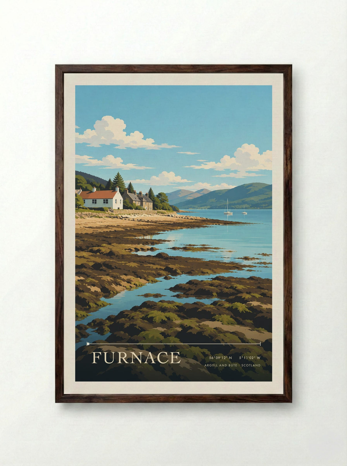 Furnace, Argyll and Bute | Travel Poster - Framed Print Dark Wood