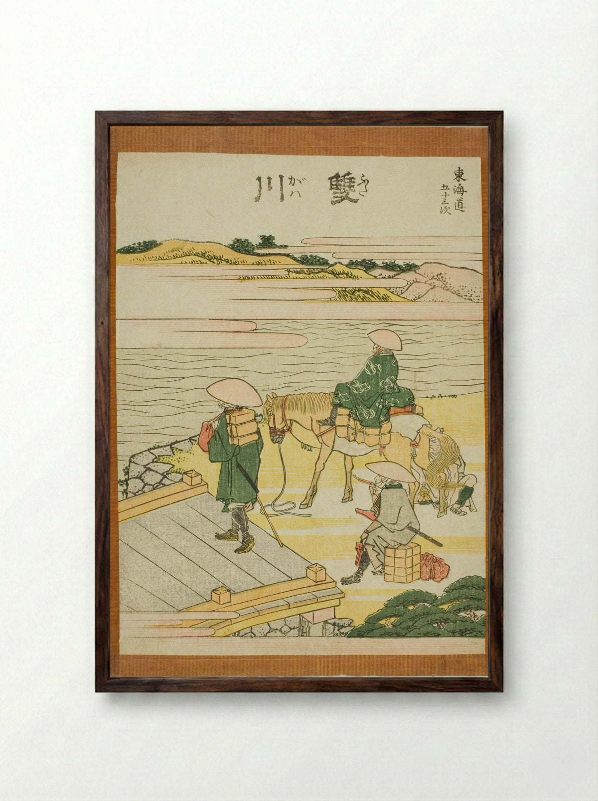 Futagawa, from the series Fifty-three Stations of the Tokaido - Katsushika Hokusai - Framed Print Dark Wood