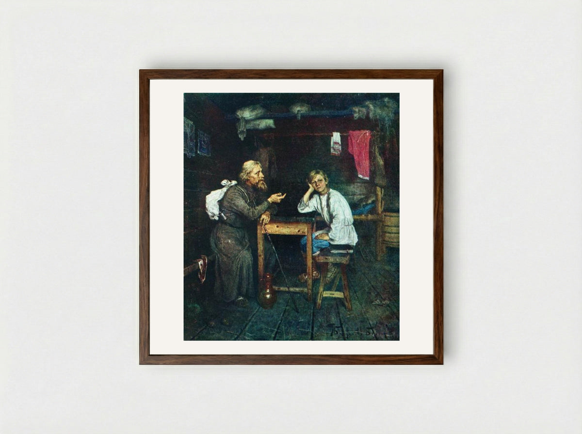 Future Monk - Nikolay Bogdanov-Belsky - Framed Print Dark Wood
