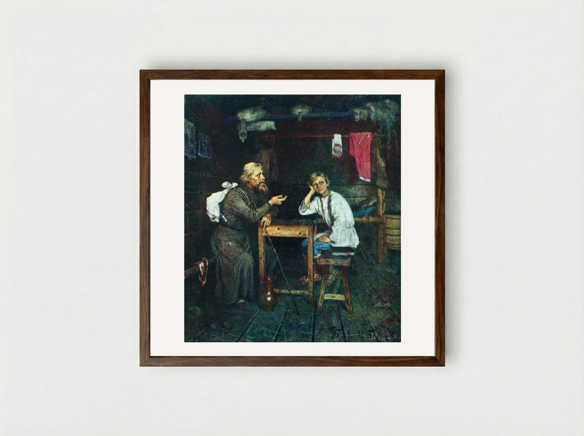 Future Monk - Nikolay Bogdanov-Belsky - Framed Print Dark Wood
