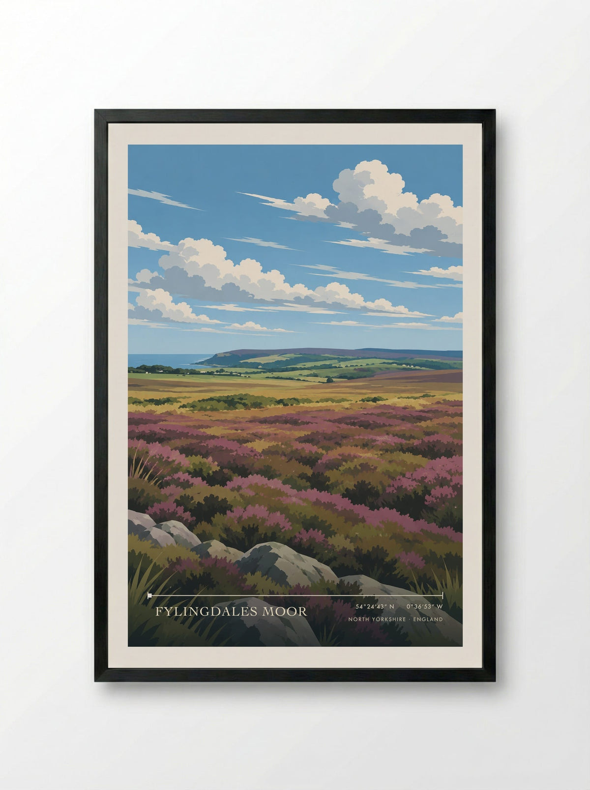 Fylingdales Moor, North Yorkshire | Travel Poster - Framed Print Black
