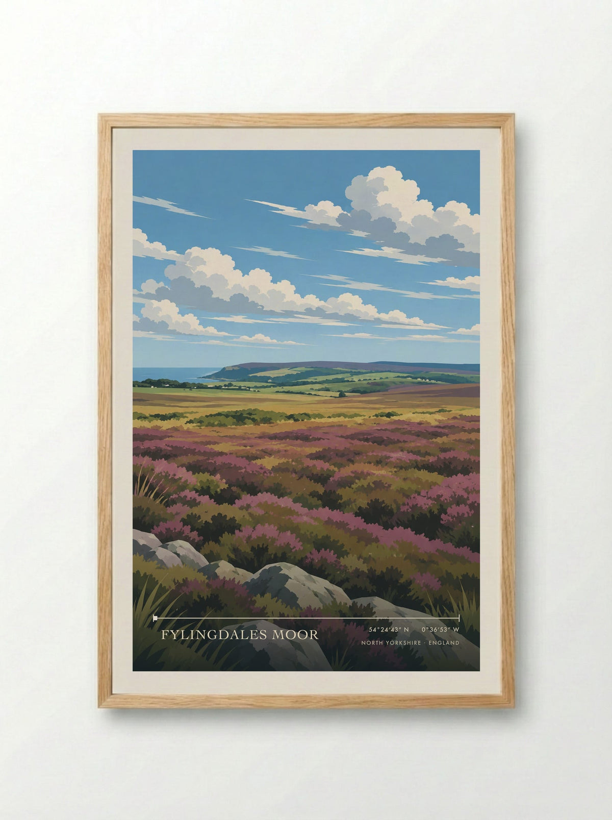 Fylingdales Moor, North Yorkshire | Travel Poster - Framed Print Wood