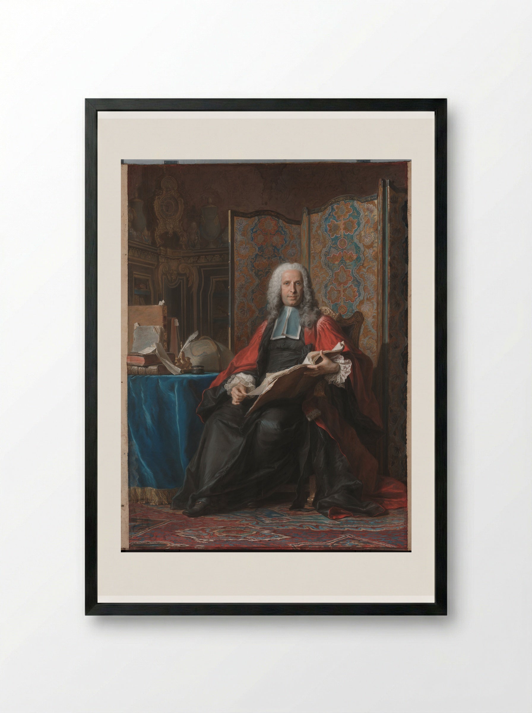 Gabriel Bernard de Rieux - Maurice Quentin de La Tour - Framed Print Black